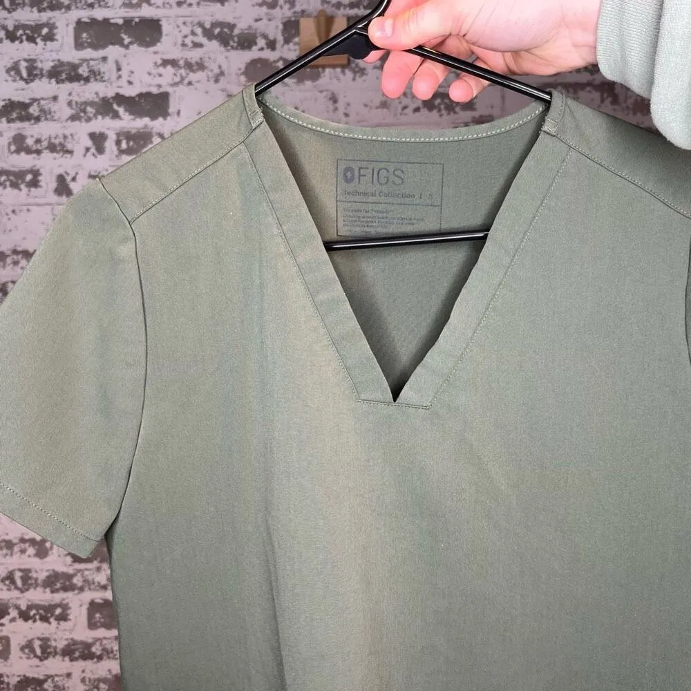 Figs | women olive green scrub top - Image 2