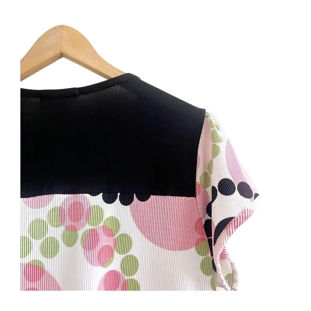 Dressbarn Mod Style Bubble Print Accordion Short Sleeve Blouse Size 1X Boxy - Image 5