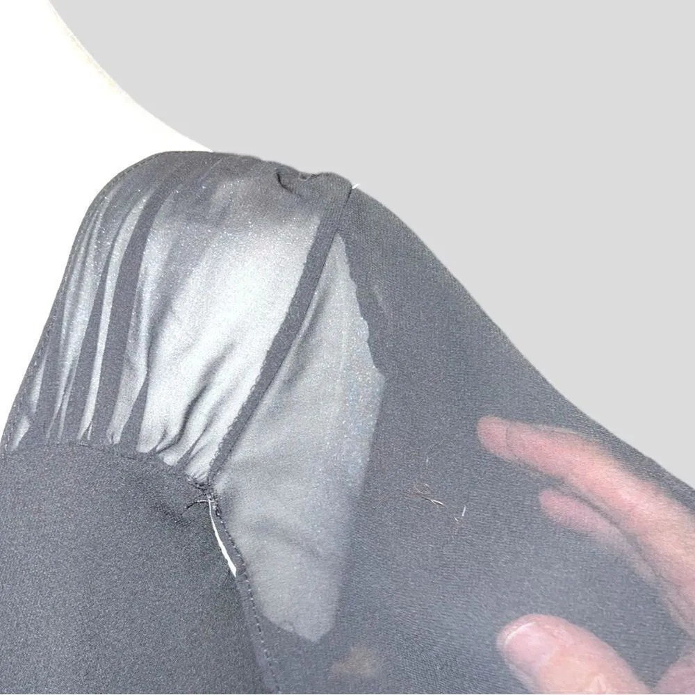 SL Fashion black dressy top with sheer black short sleeves. Size 16 - Image 4