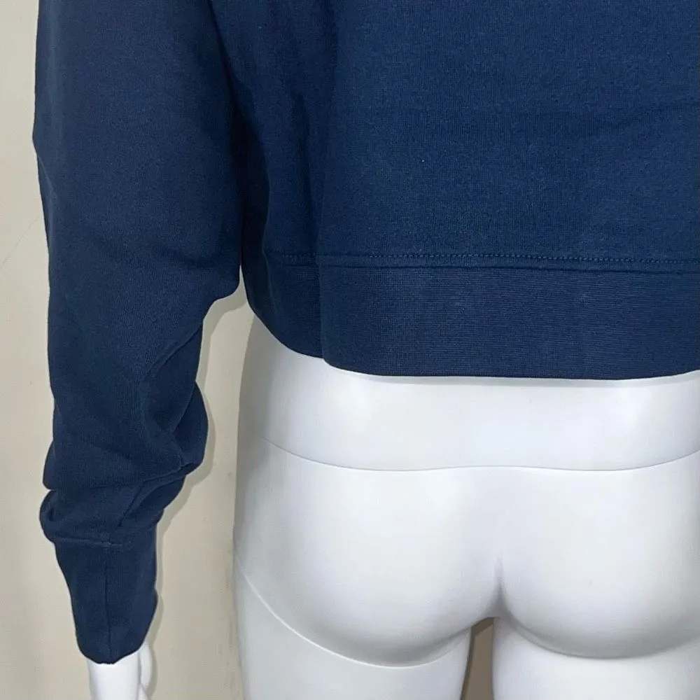 WeWoreWhat Terry Cropped Half Zip in Dress Blue - Image 13