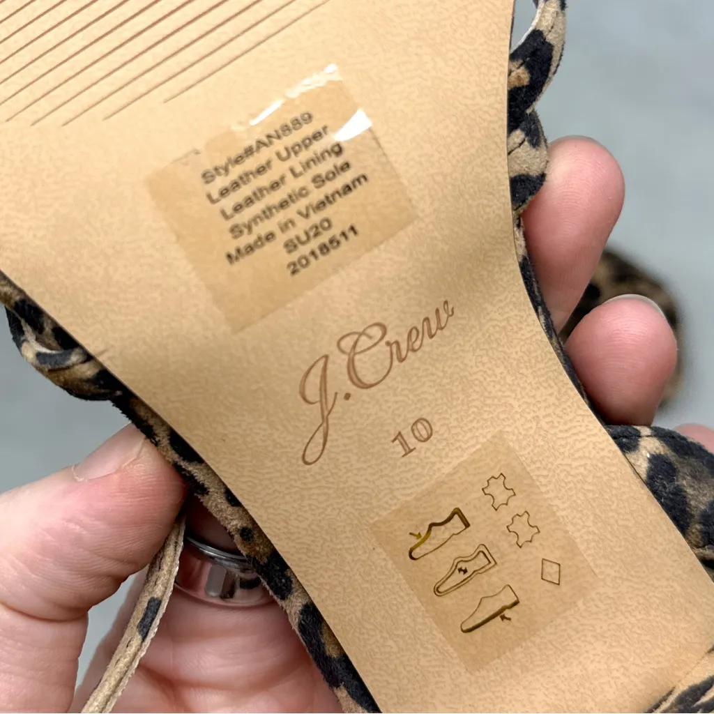 NEW J. Crew Odette Leopard Suede Square Toe Strappy Open Toe Block Heel Sandals - Image 10