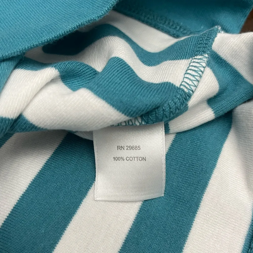 Pendleton Teal and White Striped Short Sleeve Top - Image 5
