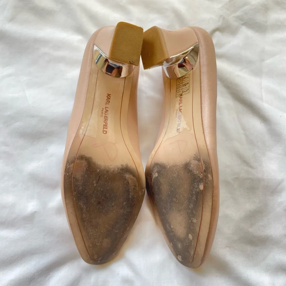 NEW Karl Lagerfeld Andrea Leather Block Heel Pump in Light Brown Size 7.5 - Image 8