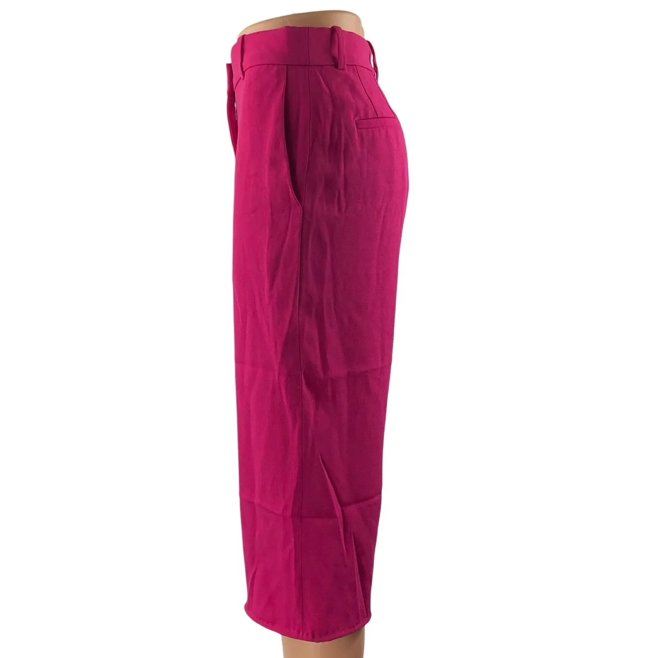 Aritzia Babaton Pink High Rise Raw Hem Straight Leg Capri Culottes Pants Size 2 - Image 2