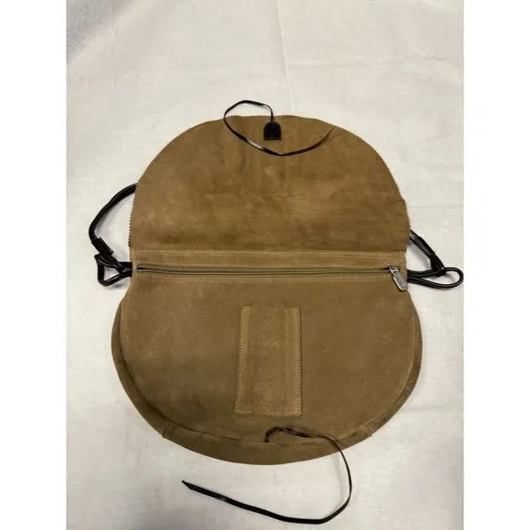 Prune Brown Suede Leather Crossbody Saddle Bag Boho Vintage Style Purse - Image 4