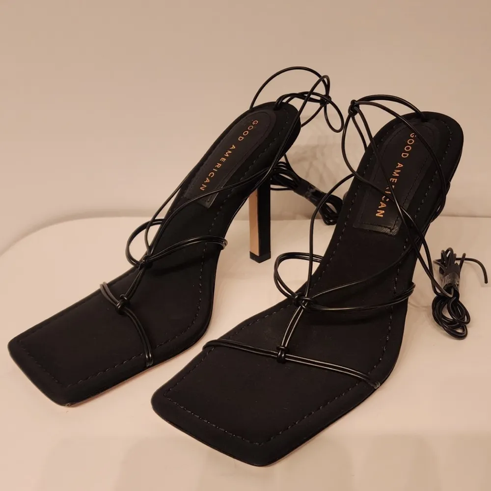 Good American Shoes Womens Caged Neoprene Lace Up Sandals In Black Size 6.5 - Image 6