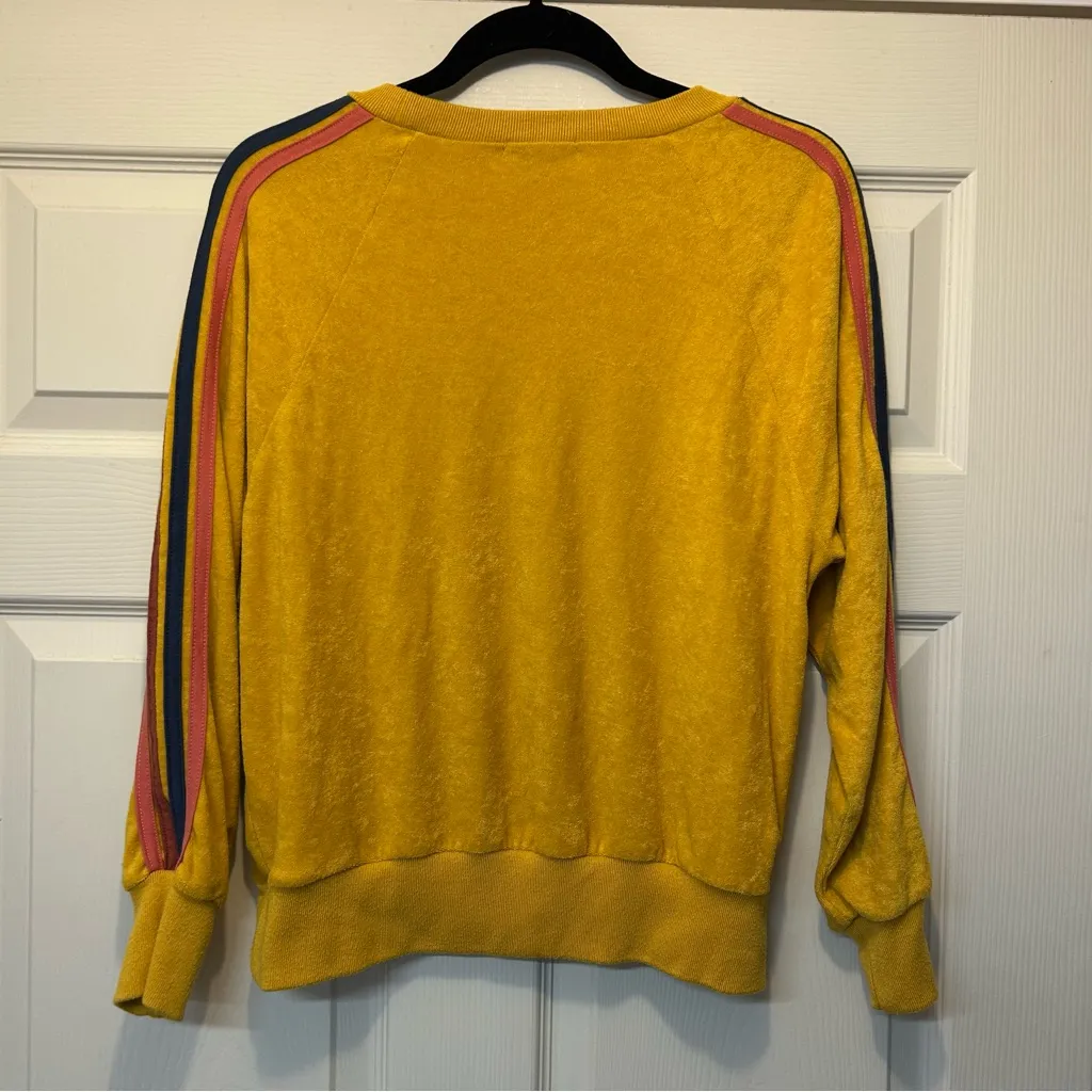 Evereve Sweater Mustard Yellow Stripe Long Sleeves Knit Top Womens Size Small - Image 3