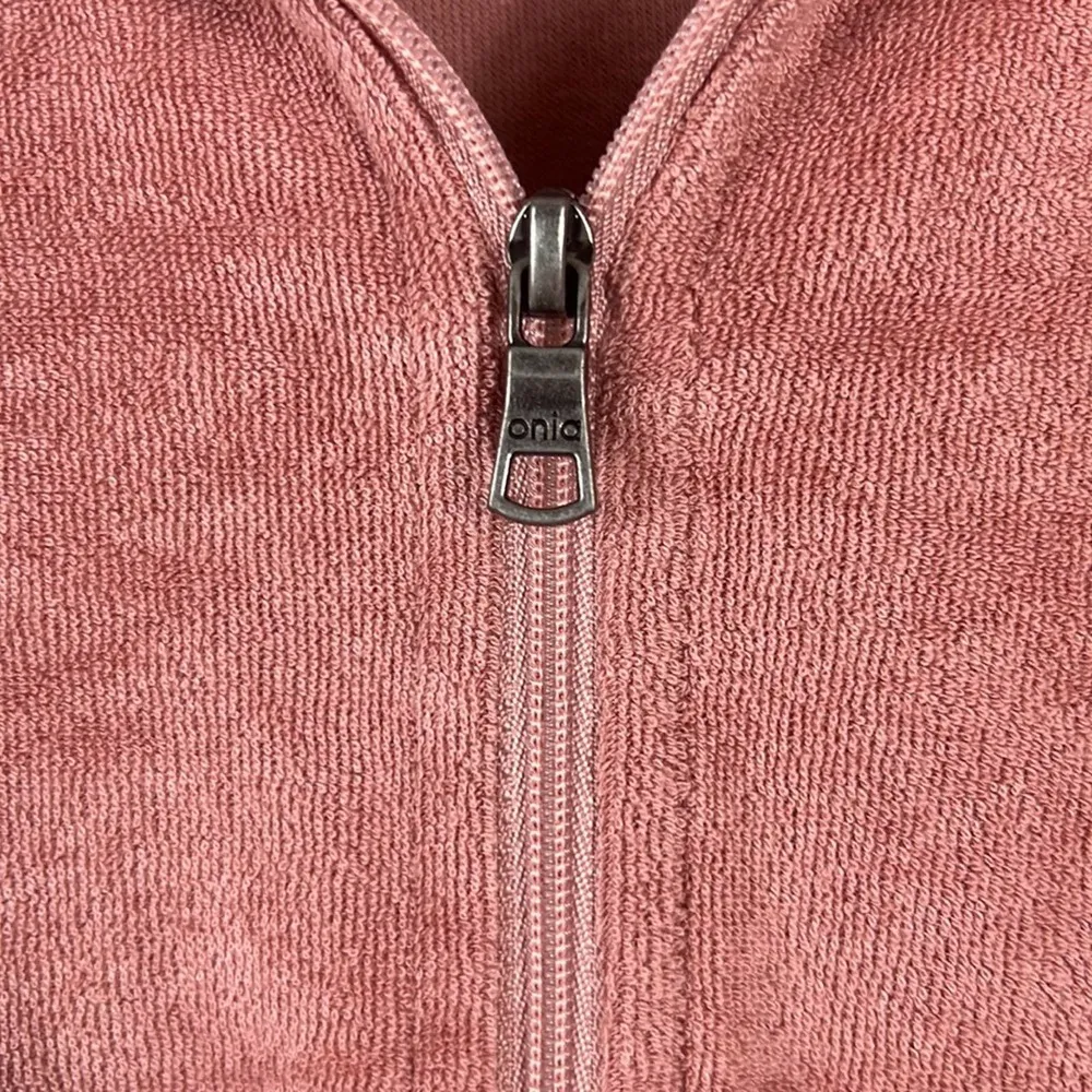 Onia dusty pink terry cloth 1/4 zip pullover size large - Image 5
