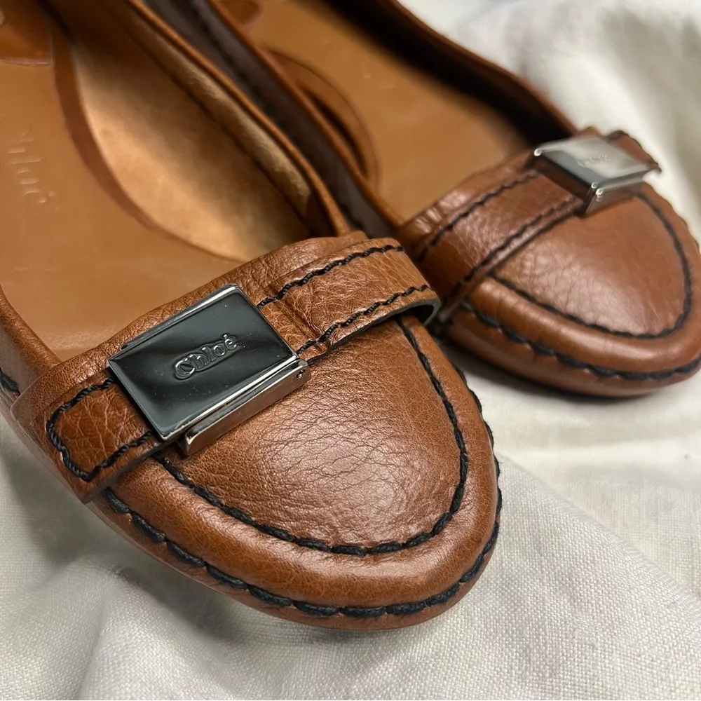 CHLOE Authentic Vintage Brown Paddington Leather Ballet Flats Size 36/6 US - Image 7