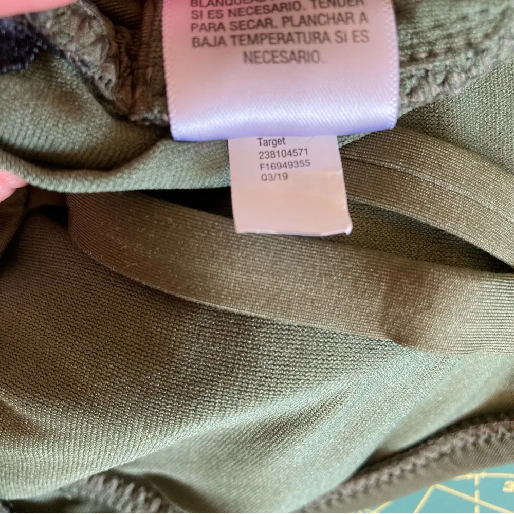 Shade & Shore Olive Green One Piece Swimsuit w/ Side Cut Outs Size M - Image 4