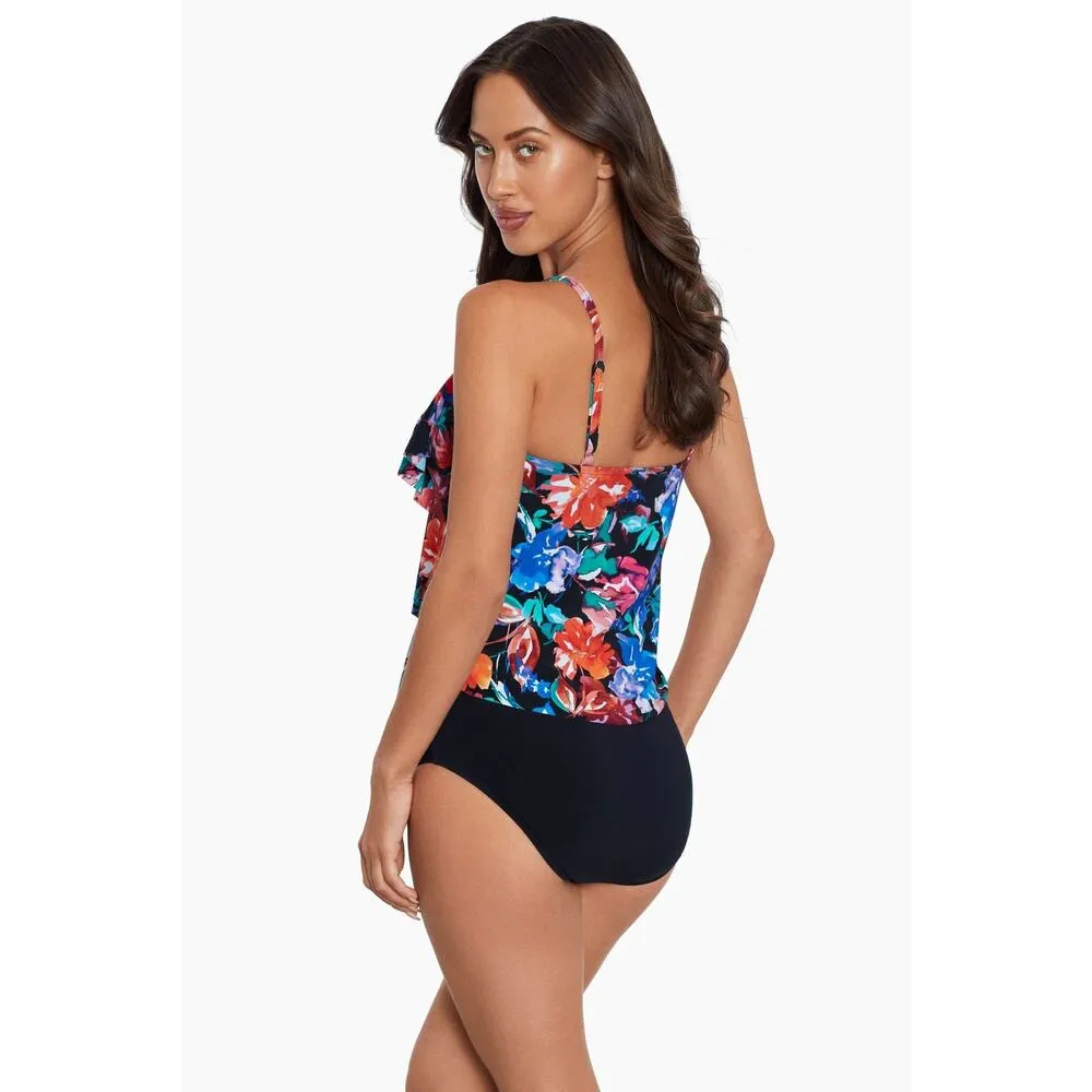 Magicsuit Flower Child Floral Separate Rita Ruffle Tankini Swimsuit Top Size 12 Blue - Image 3