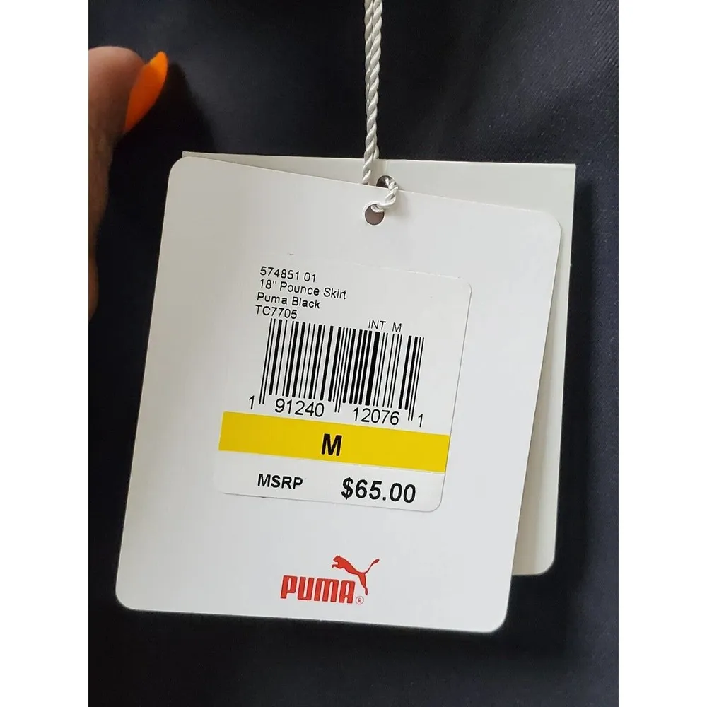 Puma Pounce Solid Black Polyester Comfort Waist A-Line Active Wear Skort Size M - Image 8