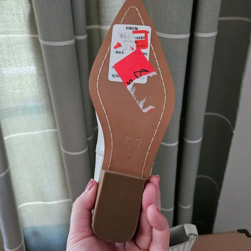 Marc Fisher Booties Ivory Tan Heel Business Casual Bridal Neutral Pointed Toe - Image 12