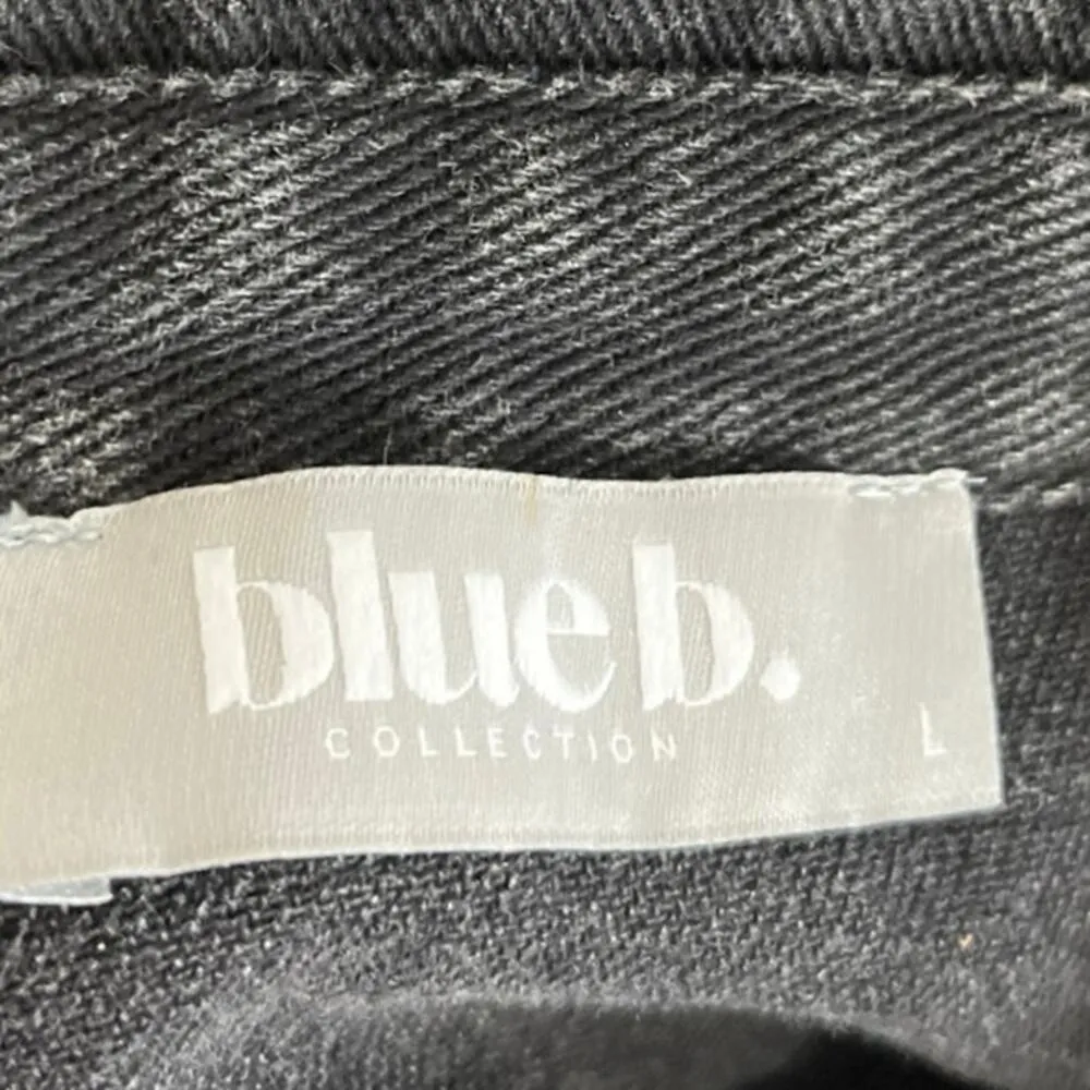 Blue B Black Washed Denim 3/4 Puff Sleeve Button Down Jeans Shirt Dress Size L Size L - Image 6