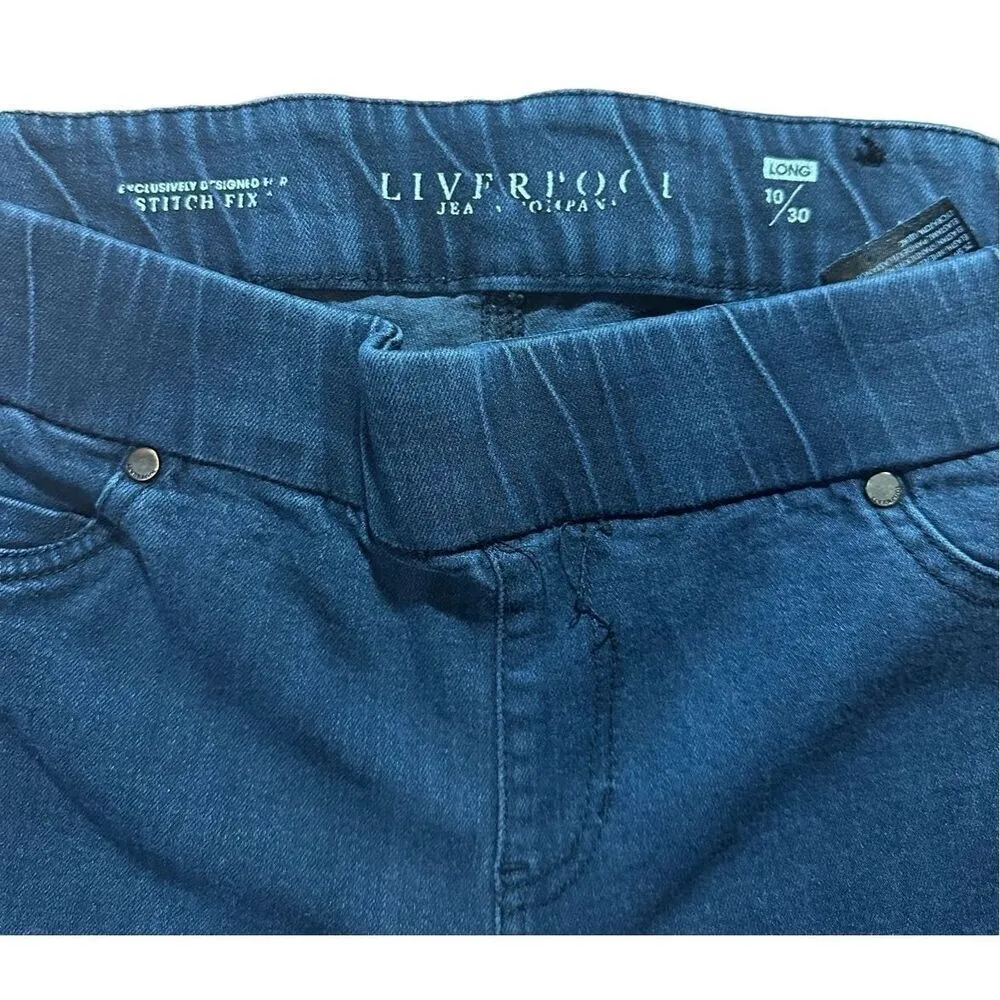 Liverpool Jeans women’s pull on mid rise skinny jeans sz 10 Long Blue - Image 3