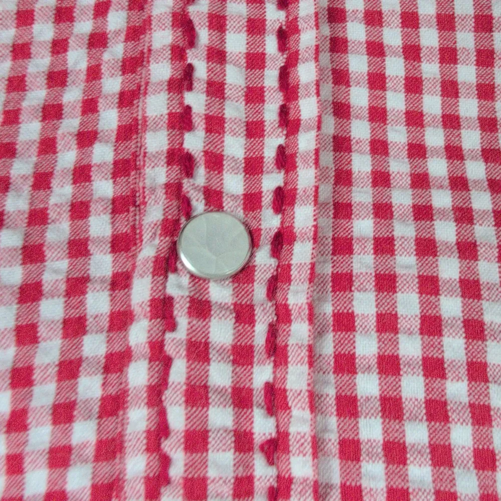 Ladies' Vintage Western Snap Seersucker Red Check Shirt Small - Image 5