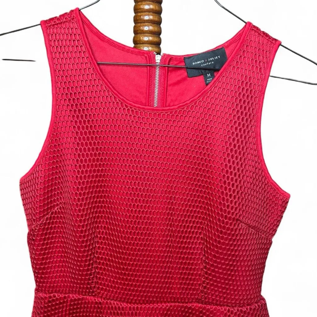Romeo + Juliet Couture Red Sleeveless Mesh Skater Dress Size M ❤️ - Image 7