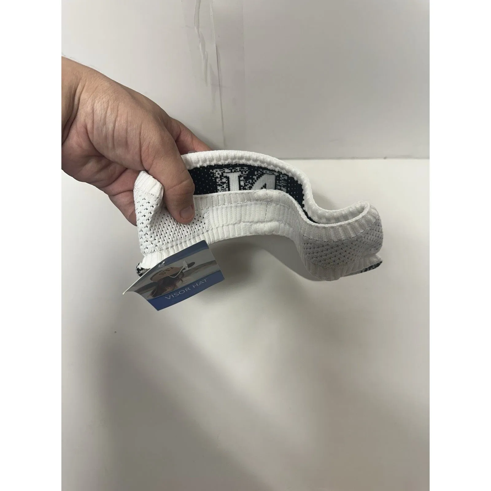 Women’s NYC Visor Hat White Black Knit Adjustable Sun Cap Urban Style - Image 2