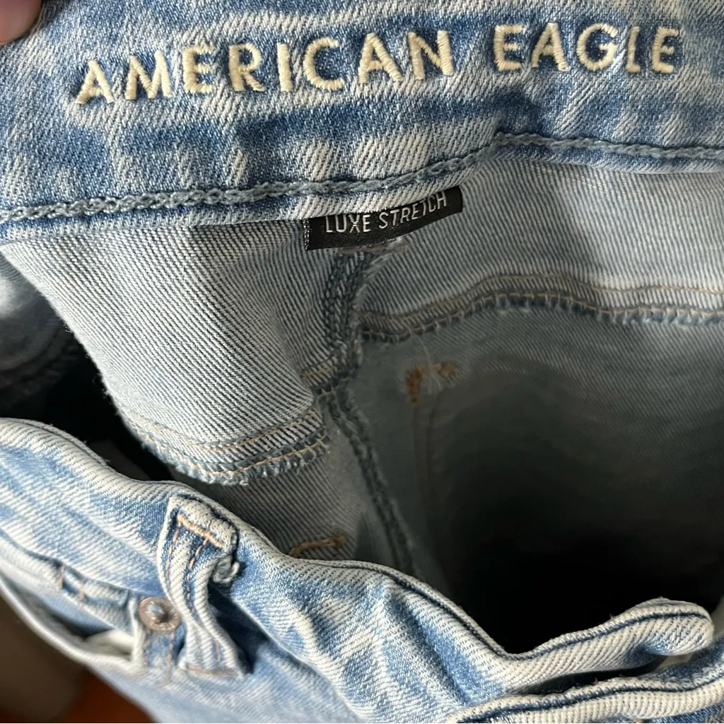 American Eagle Super Hi-Rise Flare Jeans Size 0 Light Wash Luxe Stretch - Image 11