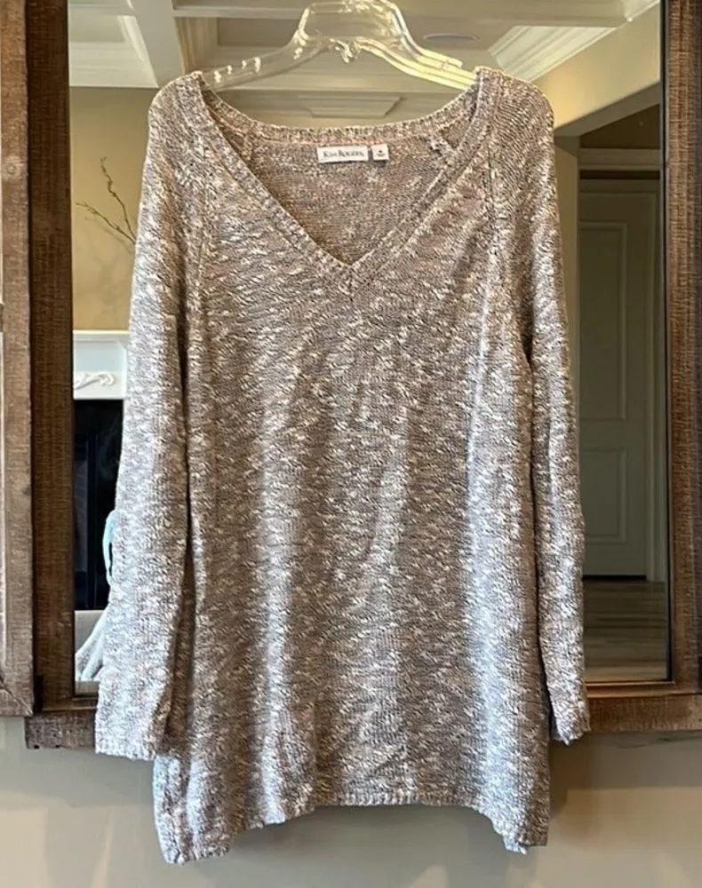 Oversized Cozy Comfy Sweater V Neck Womens medium Short Dress Tunic - Image 3