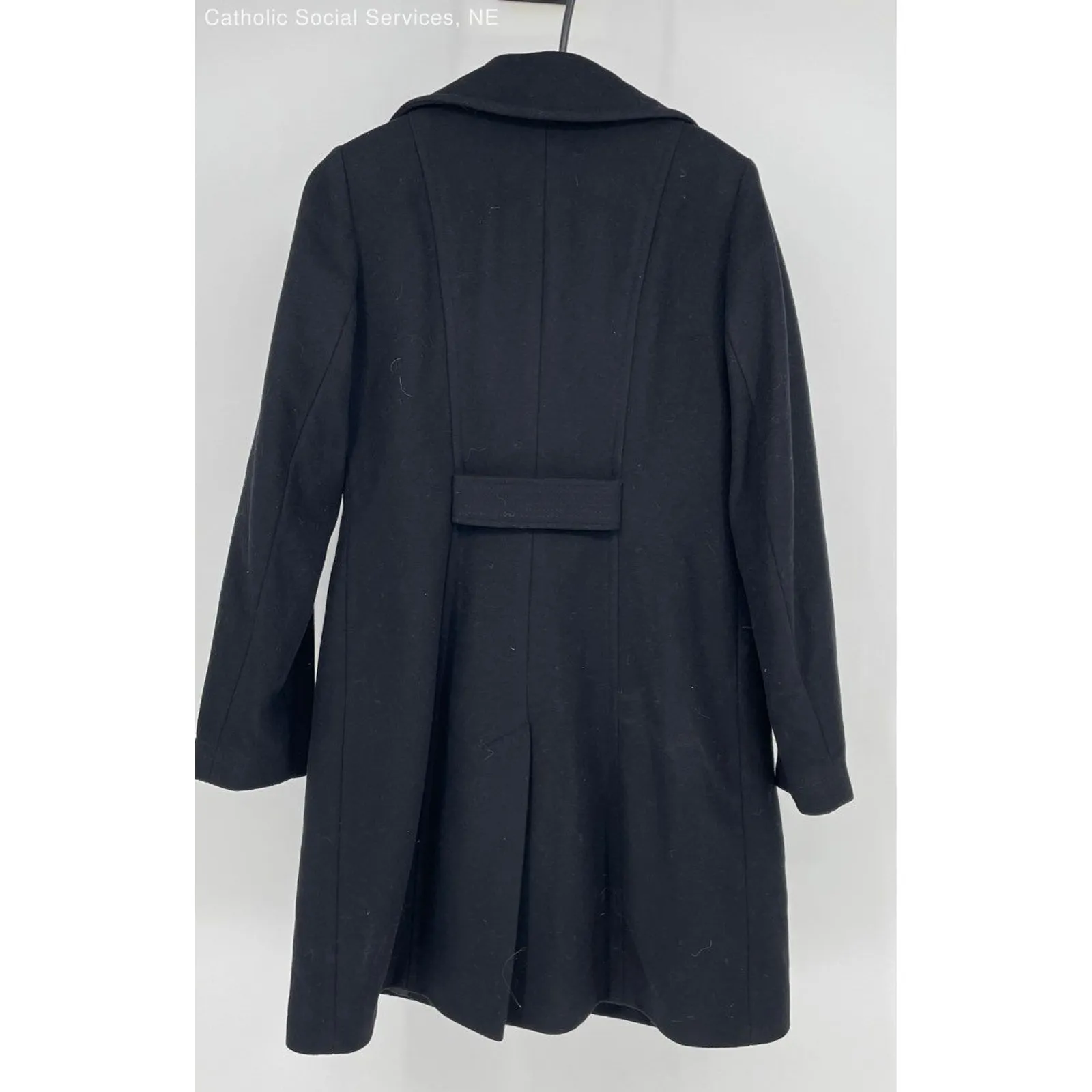 Anne Klein Black Women's Single-Breasted Long Wool‎ Peacoat - Size Small - Image 9