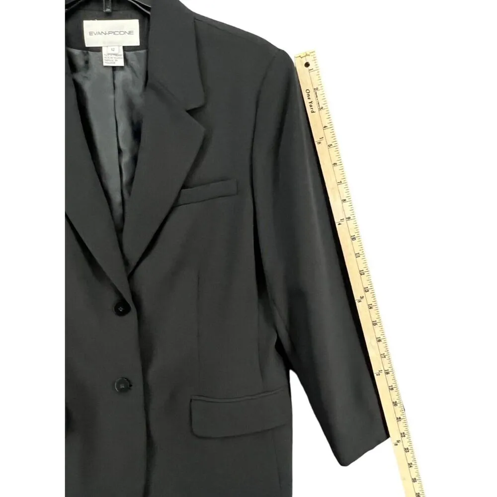 Evan Picone Blazer Womens 12 Black Two Button Lined Career Timeless Minimalist - Image 9
