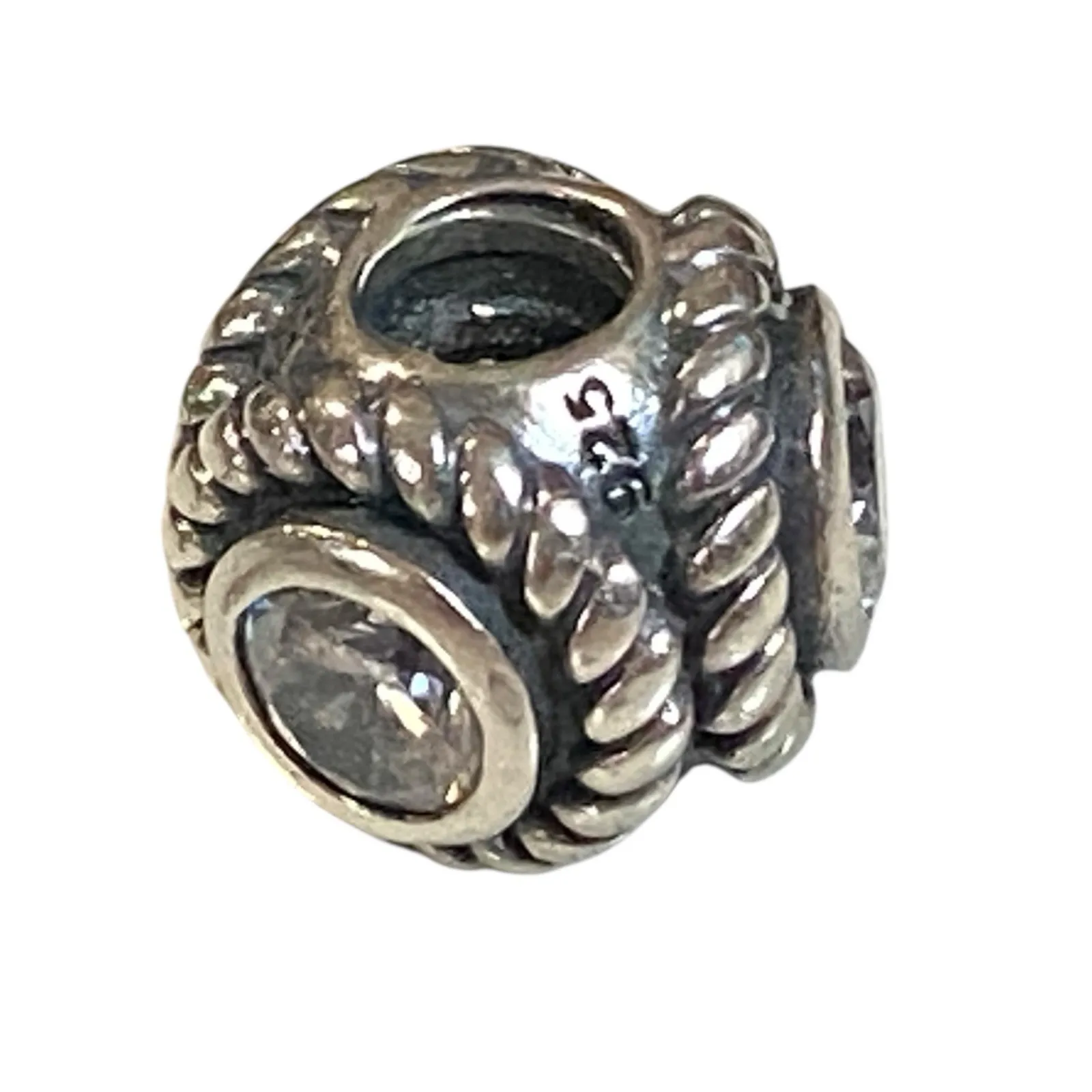 AUTHENTIC CHAMILIA Rope Bead With Clear CZ Charm - Image 4