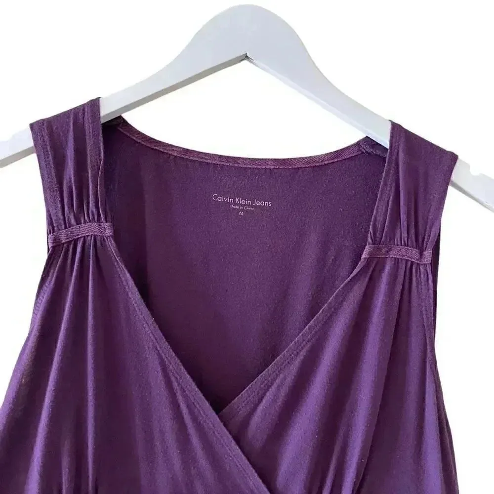 Calvin Klein Jeans V- Neck Purple Tie Dye Sleeveless Viscose Boho Dress #1005 - Image 2