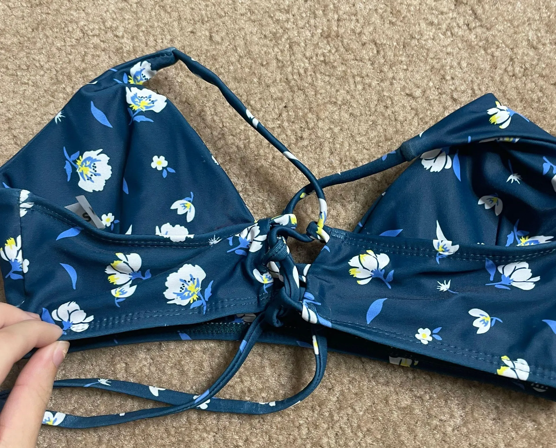 Floral Blue Green Bikini Top - Image 2