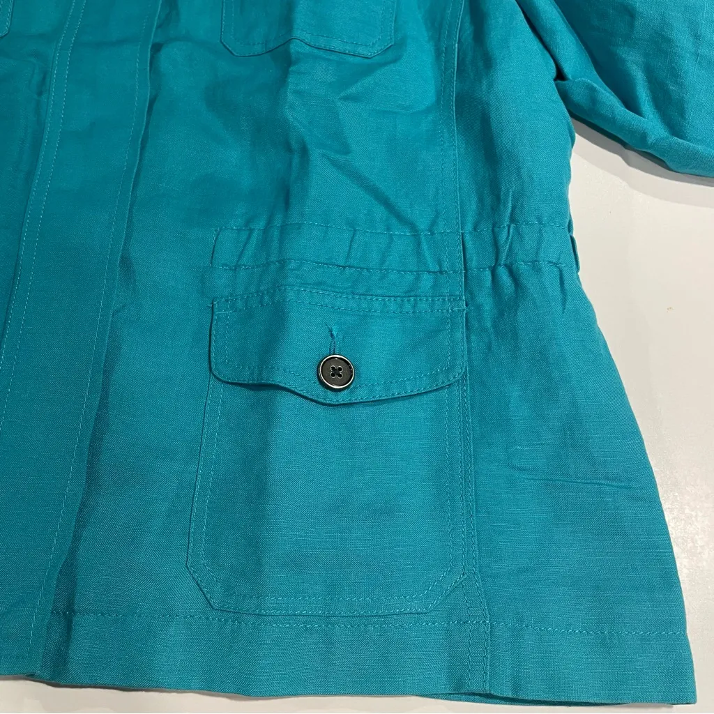 Relativity Utility Linen Blend Jacket WomenTeal Blue Size XL Lightweight  Pocket - Image 10