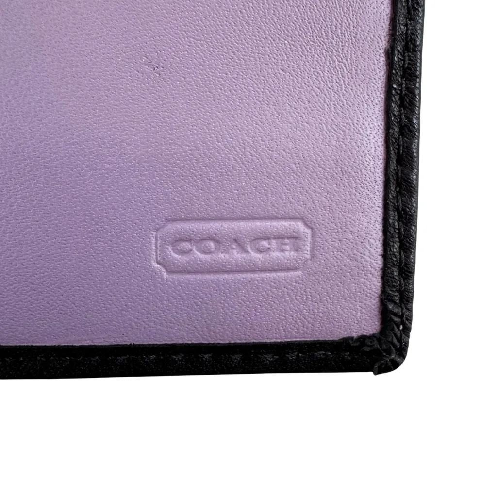 Vintage Coach Hamptons Leather Tri Fold Wallet Black - Image 5
