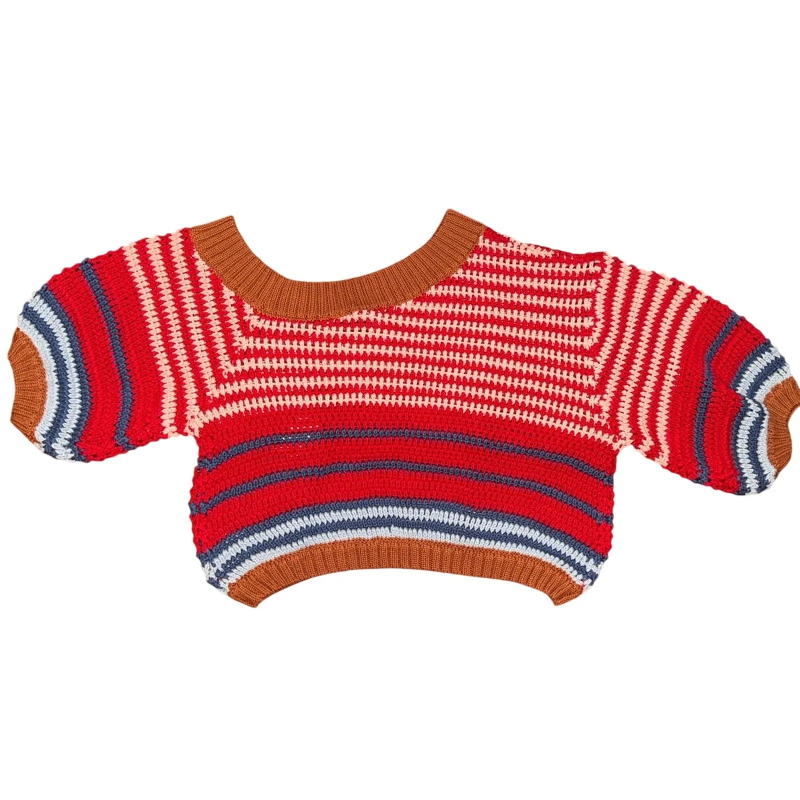 SACHIN + BABI Stripe Crochet “Jennie” Crop Sweater Size M New w/ Tag MSRP $250 - Image 6