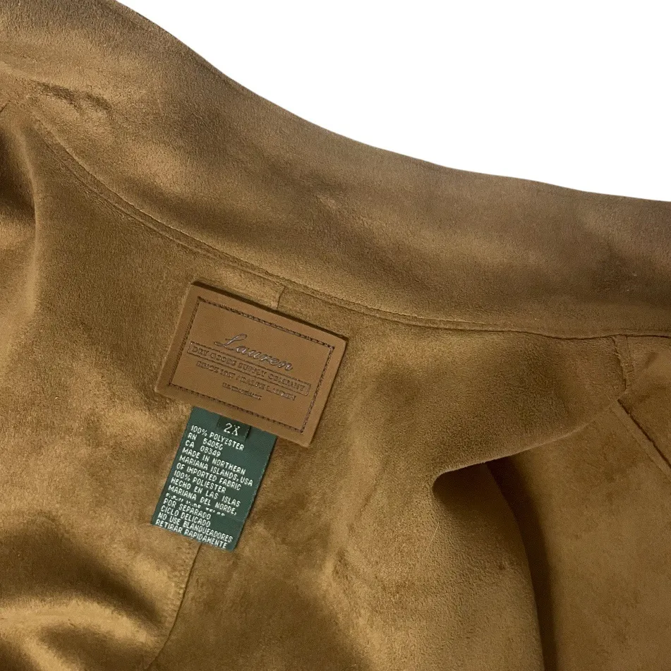 LAUREN RALPH LAUREN Dry Goods Supply Faux Suede Vest Zipper Front Plus Size 2X Brown - Image 7