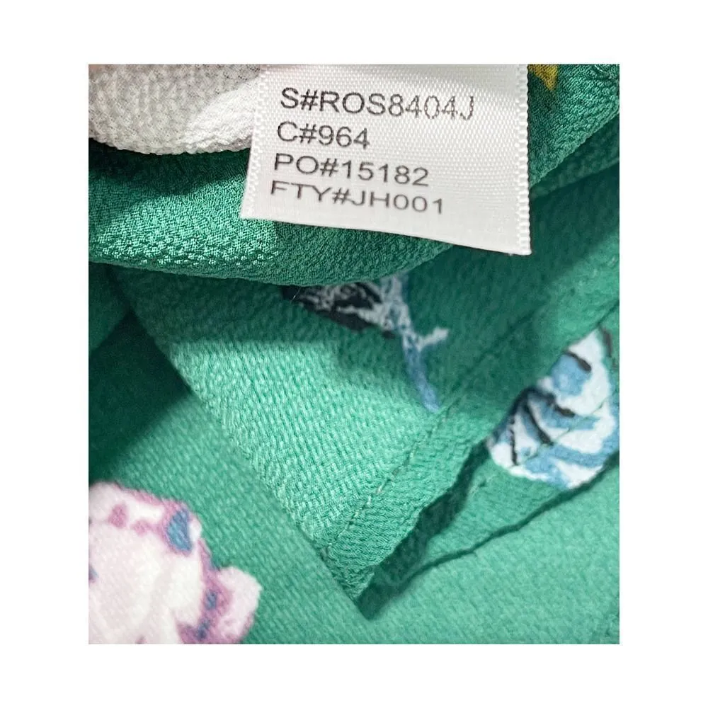 Live To Be Spoiled Floral Print Long Bell Sleeve Blouse Keyhole Back Green Large - Image 10