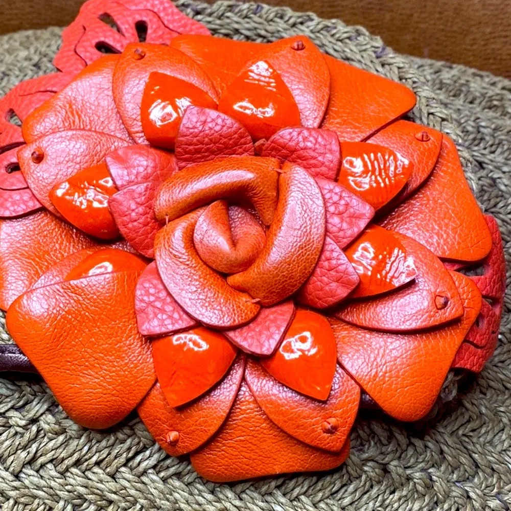 BRIGHTON JUTE AND ROSE CORAL LEATHER LARGE BAG - Image 7