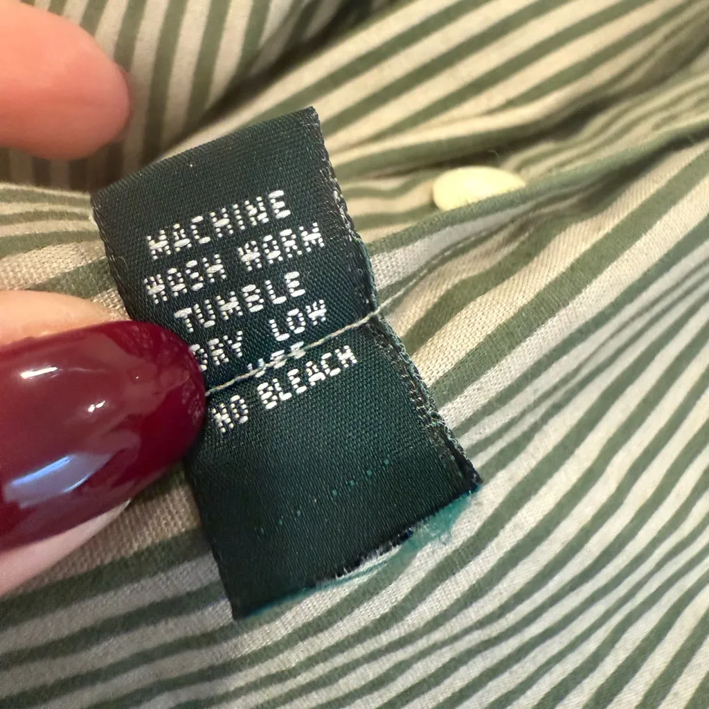 RALPH LAUREN Vintage Shirt‎ Striped Button Down Green Menswear 100% Cotton - Image 6