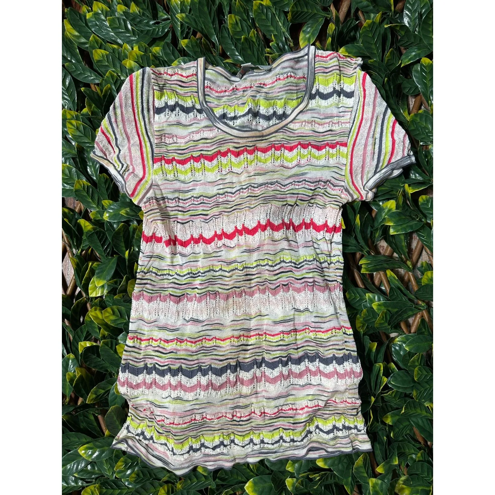 Missoni MADE IN ITALY Zig Zag Multicolor Shortsleeve Top Sz S/M - Image 4