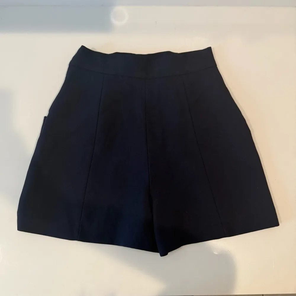 ZARA Nautical Navy Blue Gold Button High Waist Bermuda Shorts Size S Small - Image 8