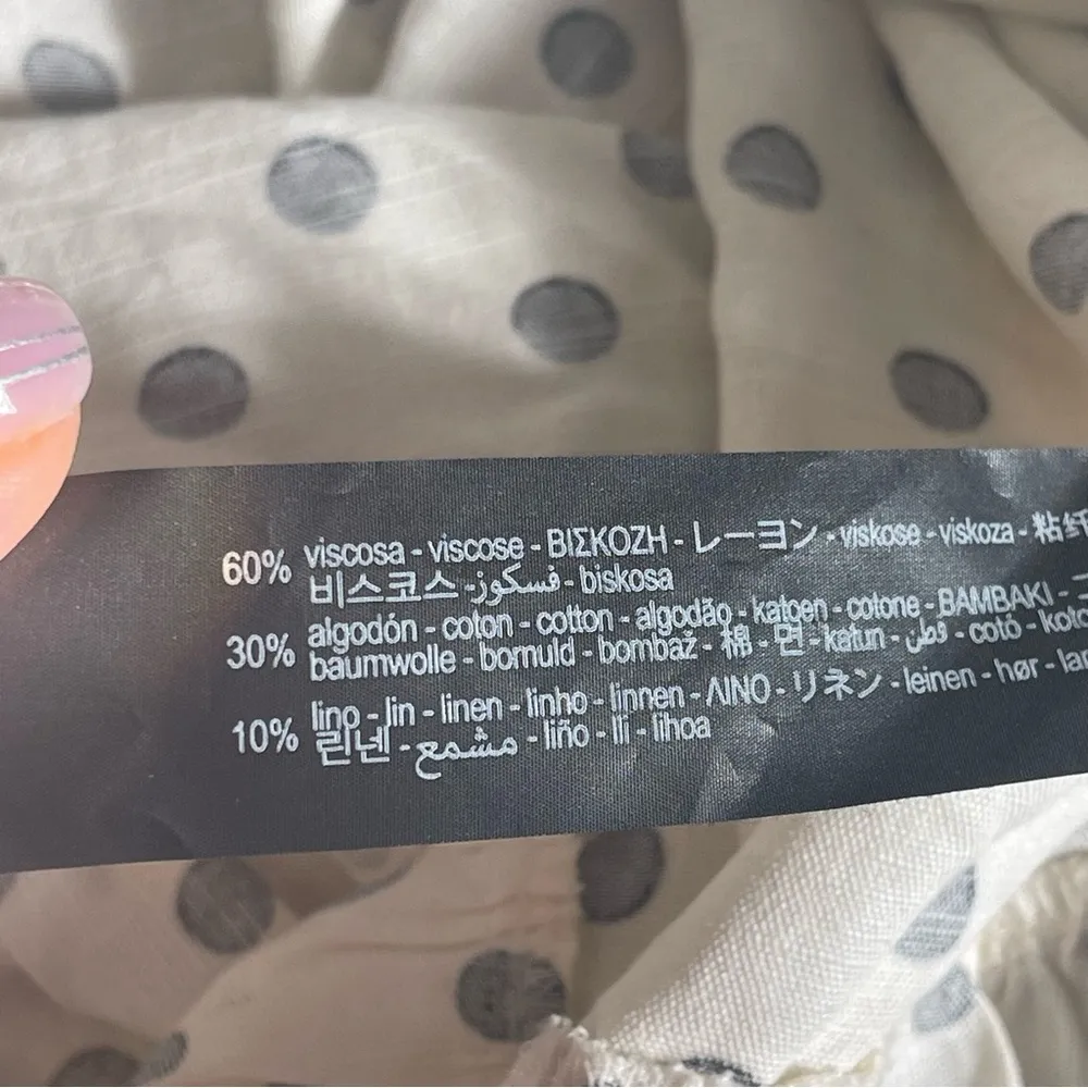 ZARA POLKA DOT MIDI TIERED BABYDOLL DRESS Cotton Viscose Sz L - Image 12