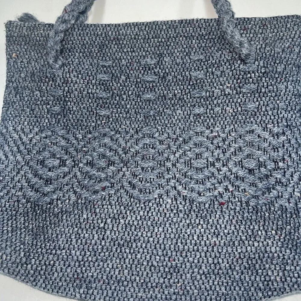 Crochet Shoulder Bag Purse Slate Blue Gray Womens Handbag Ladies Boho 12" X 10" - Image 2