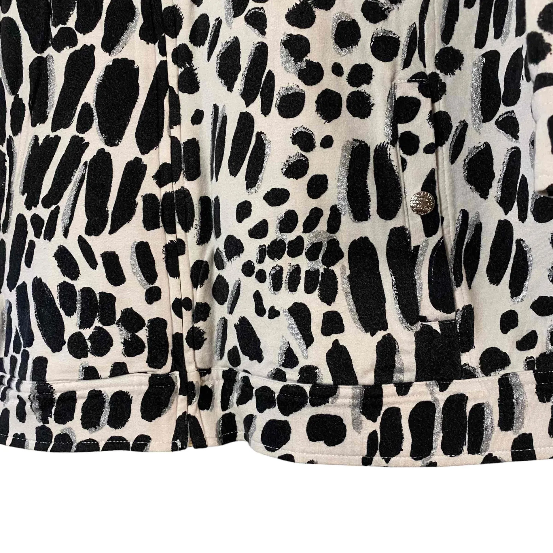 Chicos Zenergy Womens Black & White Cotton Modal Zip Up‎ Knit Jacket Sz 1 Size L - Image 3