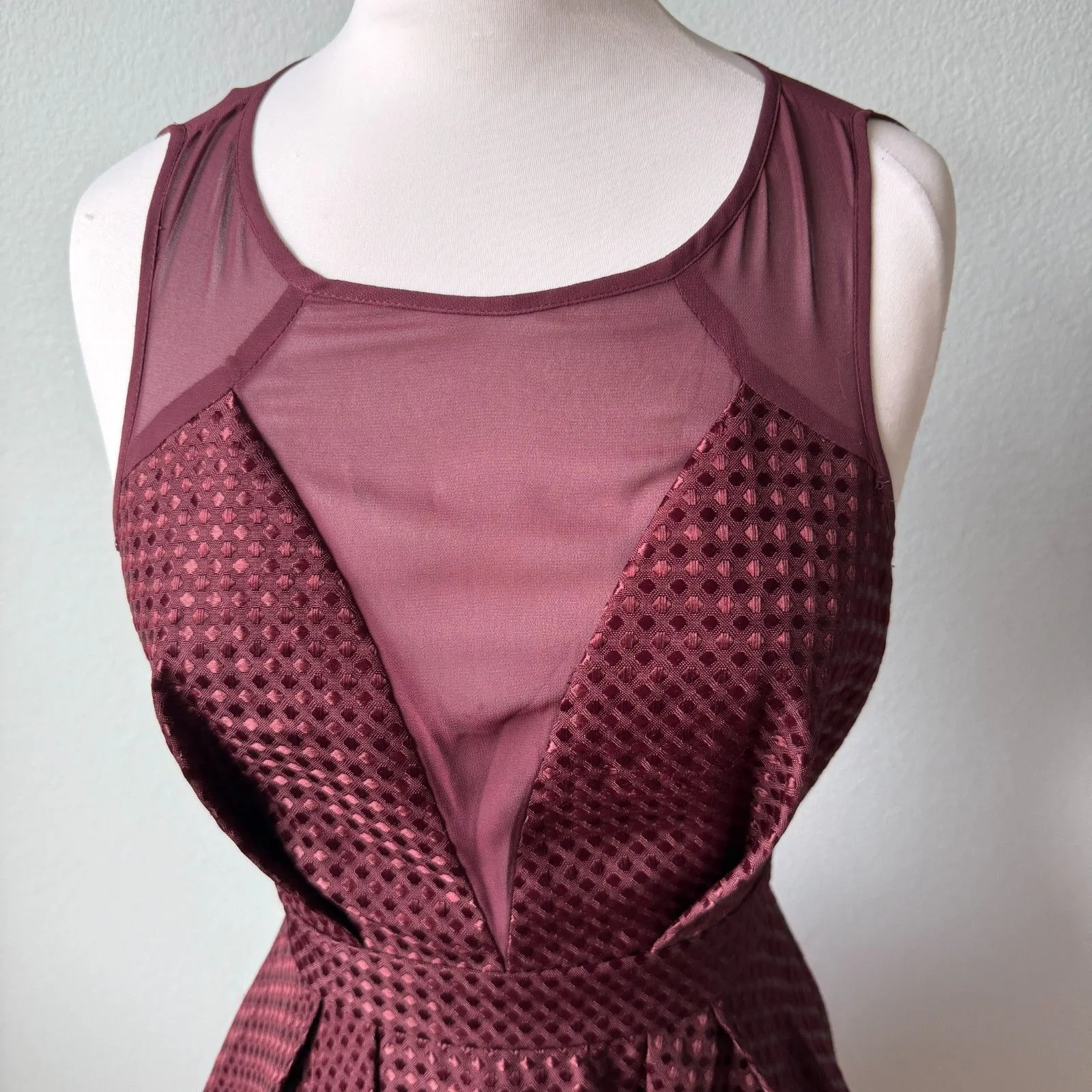 BCBGeneration Cocktail Maroon Short Dress Formal Fit & Flare Sleeveless - Image 3