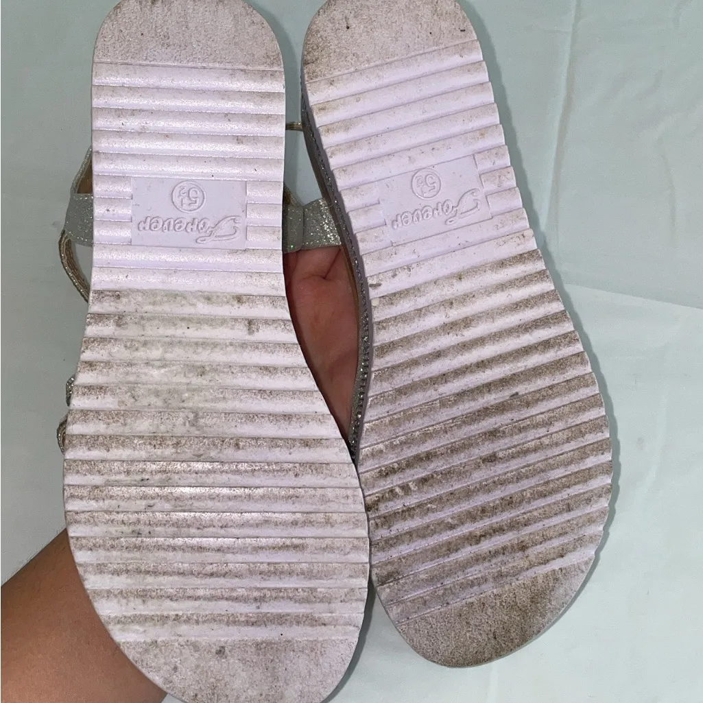 Hardly worn Sparkly silver platform sandals with rhinestone Size 5.5 - Image 5