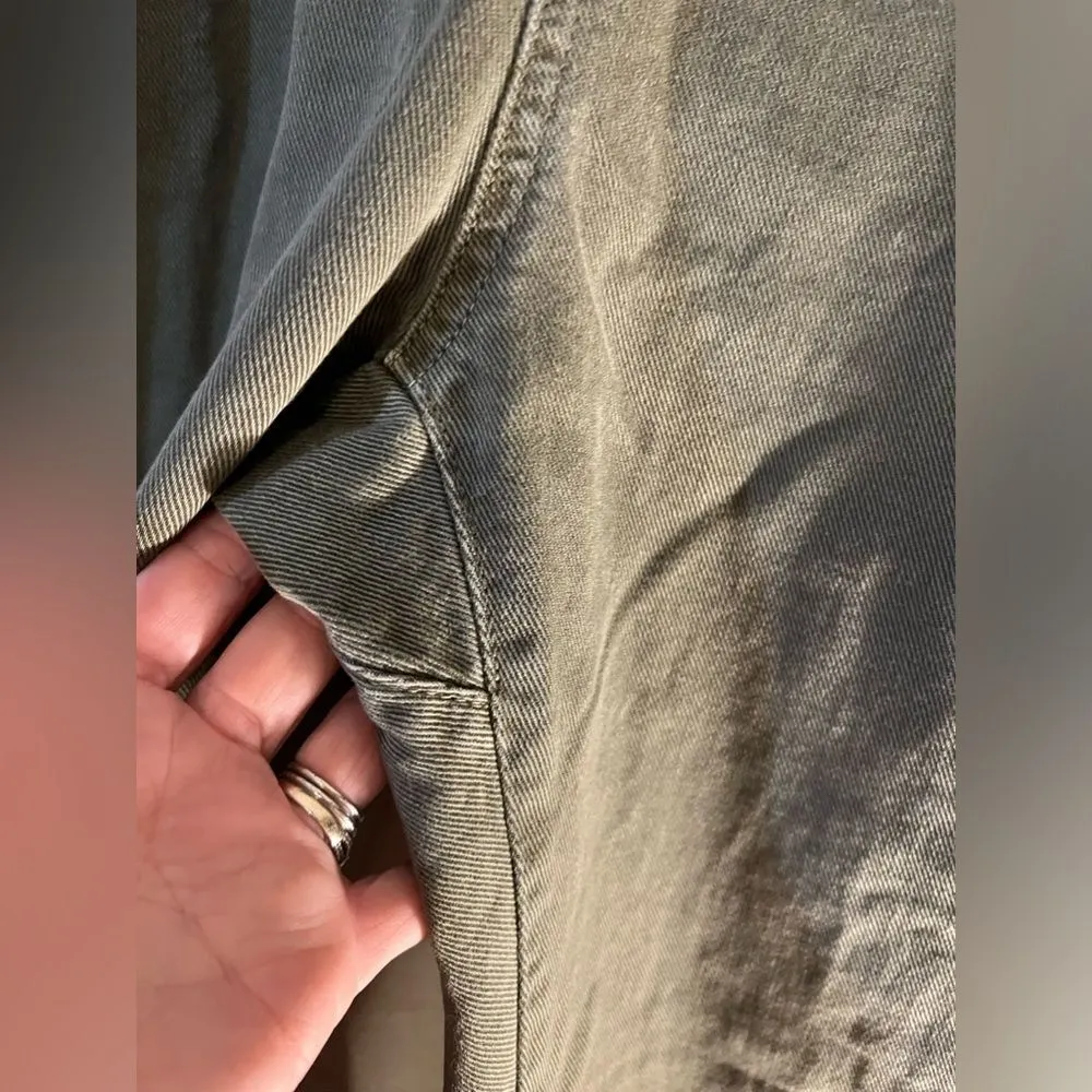 ZARA denim paper bag waist size 2 Adorable army green, baggy to slimmer ankle - Image 9