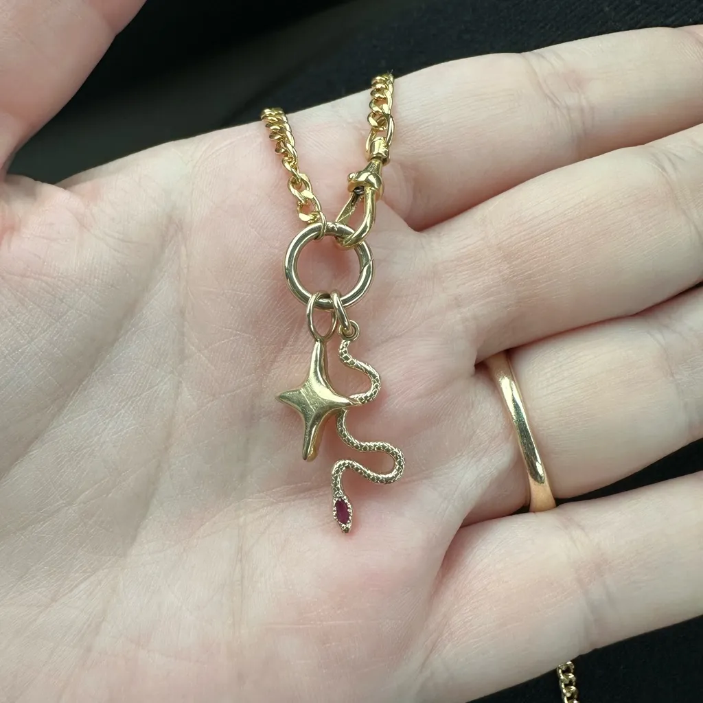 Catbird Talon Ruby Snake Charm 14k Gold - Image 3