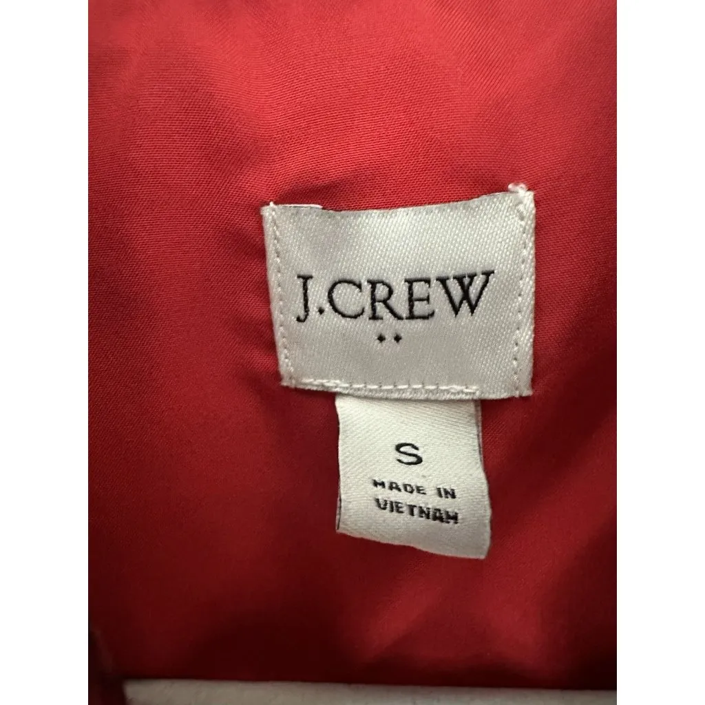 J Crew Size S Preppy Classic Tartan Plaid Puffer Vest w/ Snap Pockets Red - Image 4