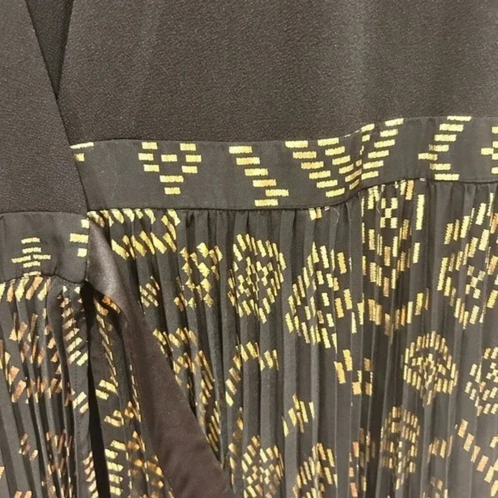 LuLaRoe Elegant Collection Deanne Black Gold Wrap Dress size Small‎ - Image 2