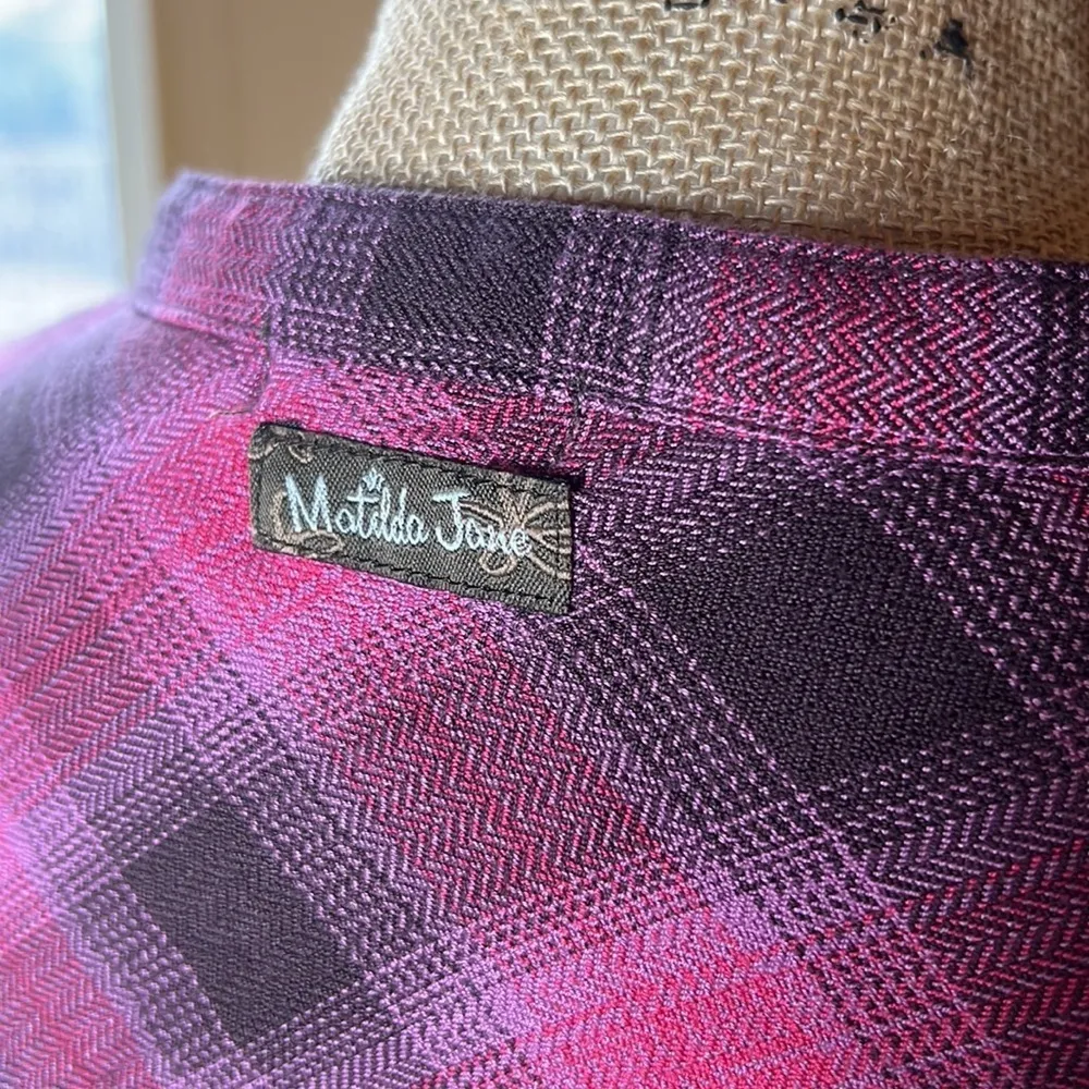 Matilda Jane Pink Plaid Button Up Top Size S - Image 3