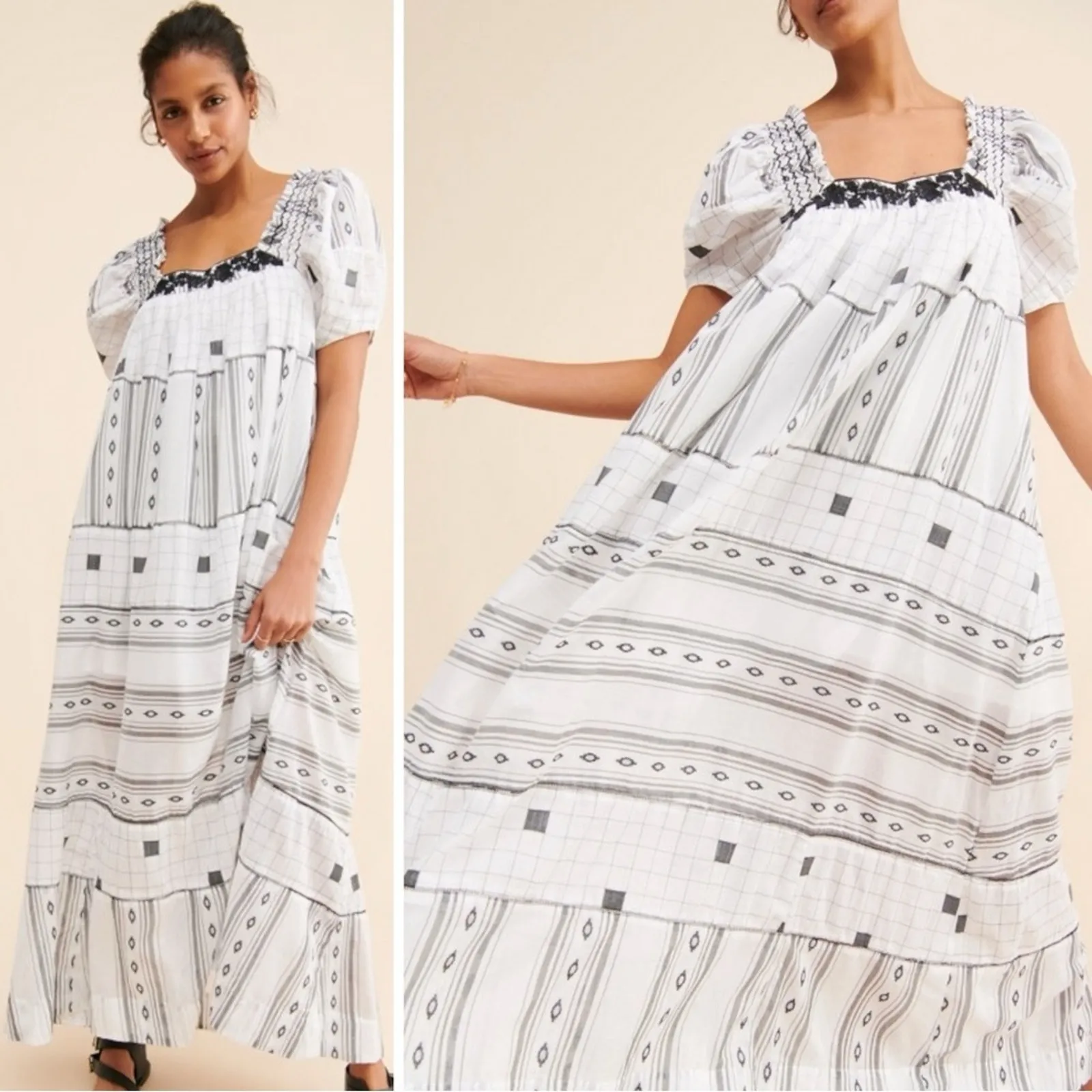 Free People Western Bohemian Jamie Embroidered Maxi Dress Size Large Ethereal - Image 2