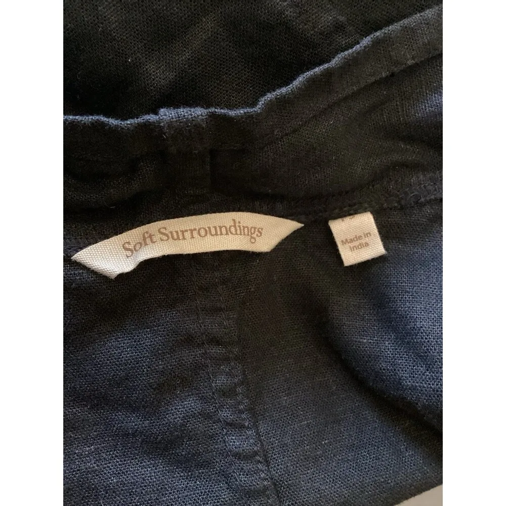 Soft Surroundings Black Alicante Linen Blend Topper Open Front Blazer PS - Image 6